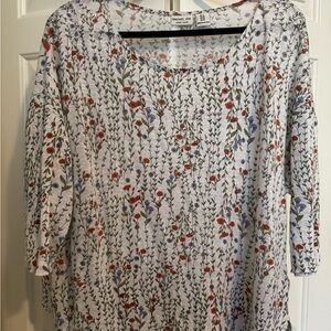 Rachel Zoe Red and Green Floral Blouse